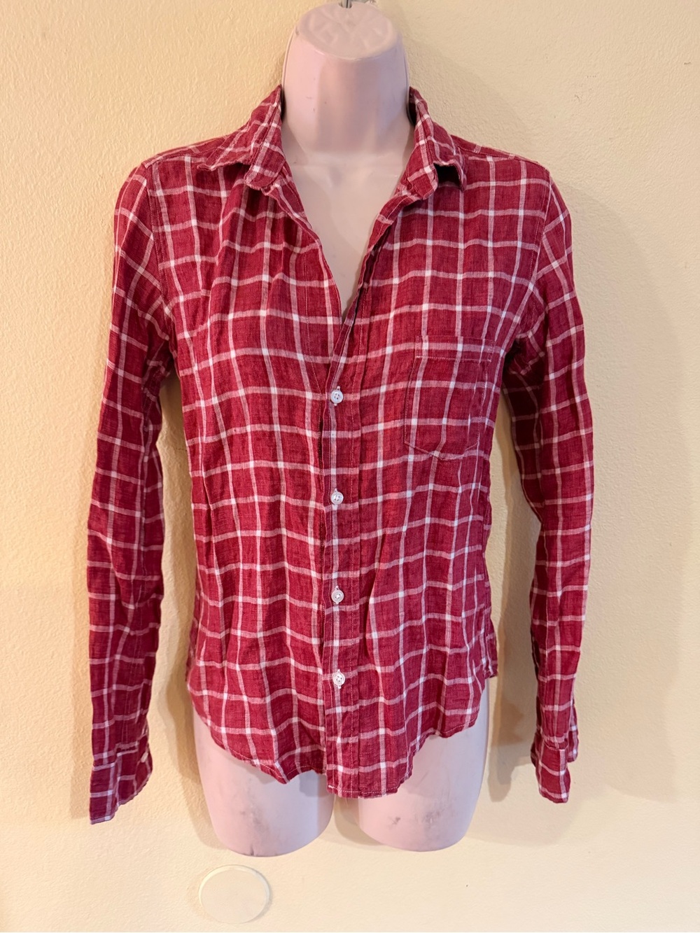 Frank & Eileen Red Plaid Casual Button-Down Shirt linen
